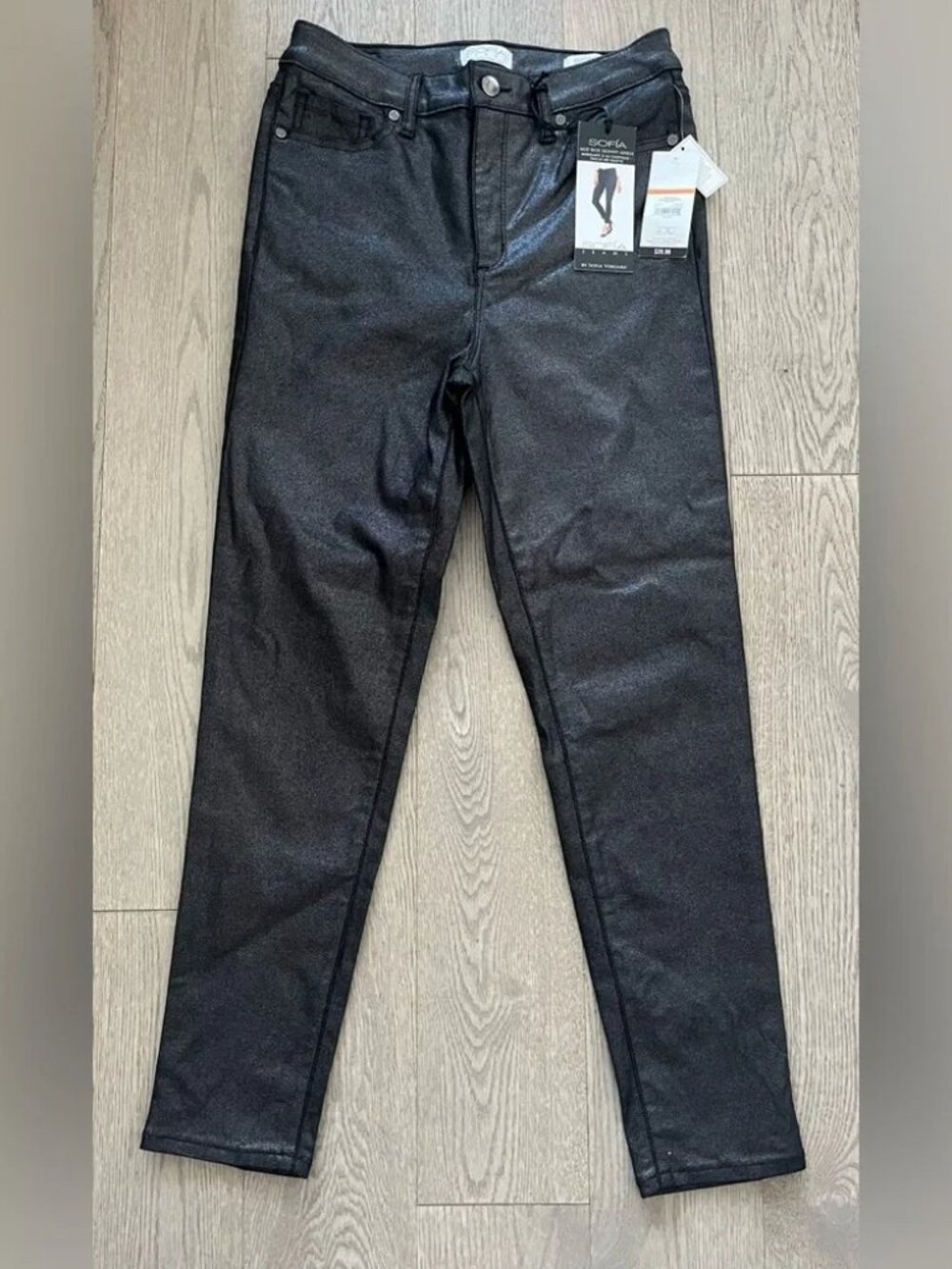 NWT Sofia by Sofia Vergara Sparkly Black Skinny Ankle Pants in size 10